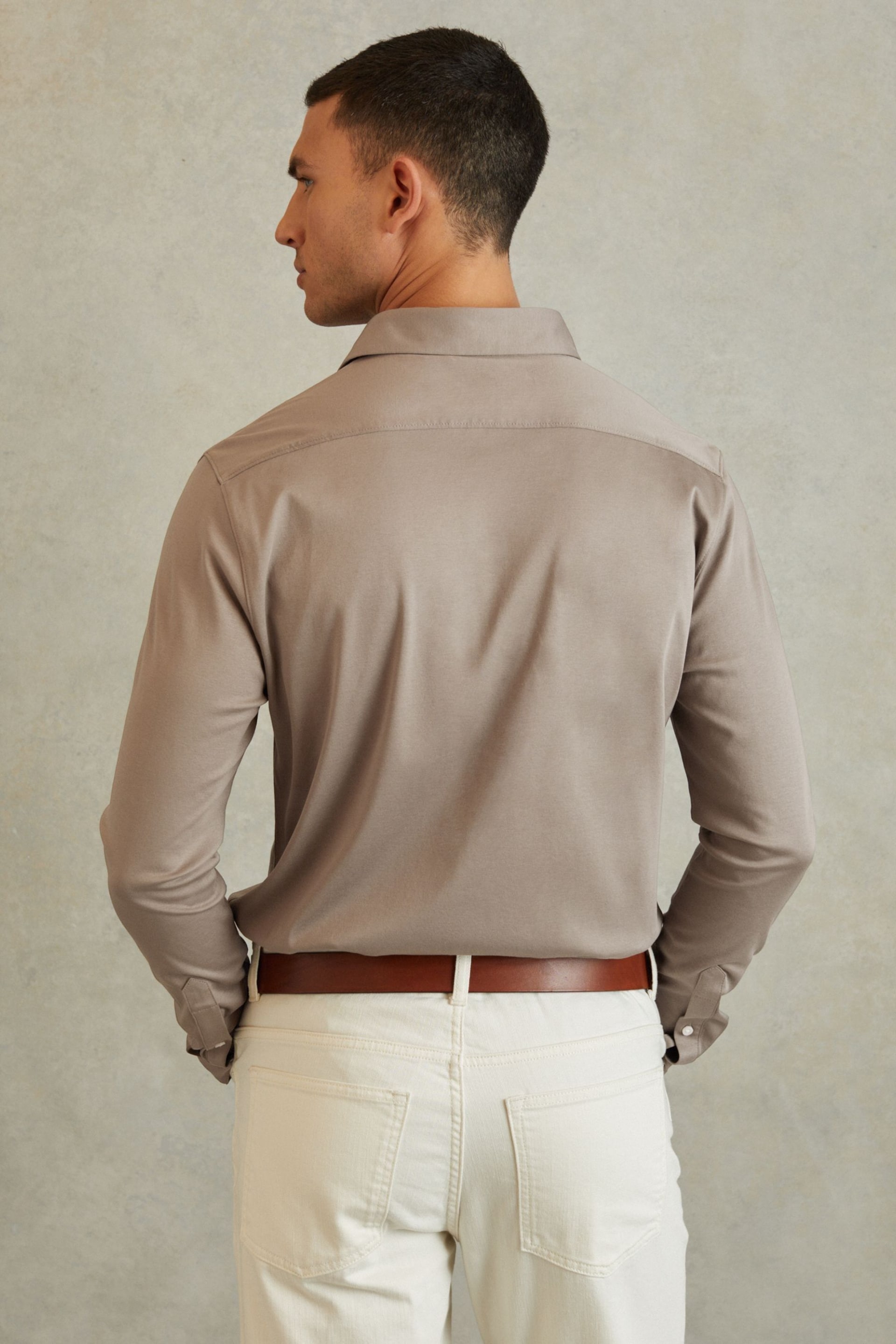 Reiss Cinder Viscount Mercerised Cotton Jersey Shirt - Image 4 of 5