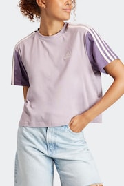 adidas Purple 100% Cotton Sportswear Essentials 3-Stripes Single Jersey Crop T-Shirt - Image 2 of 7