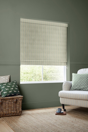 Emily Bond Sage Green George Stripe Made to Measure Roman Blinds