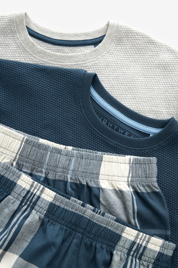 Blue/ Grey 2 Pack Check Woven Bottoms (1.5-16yrs) - Image 3 of 4
