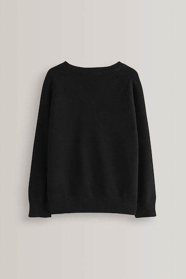 Black Knitted V-Neck School Jumper (3-18yrs)