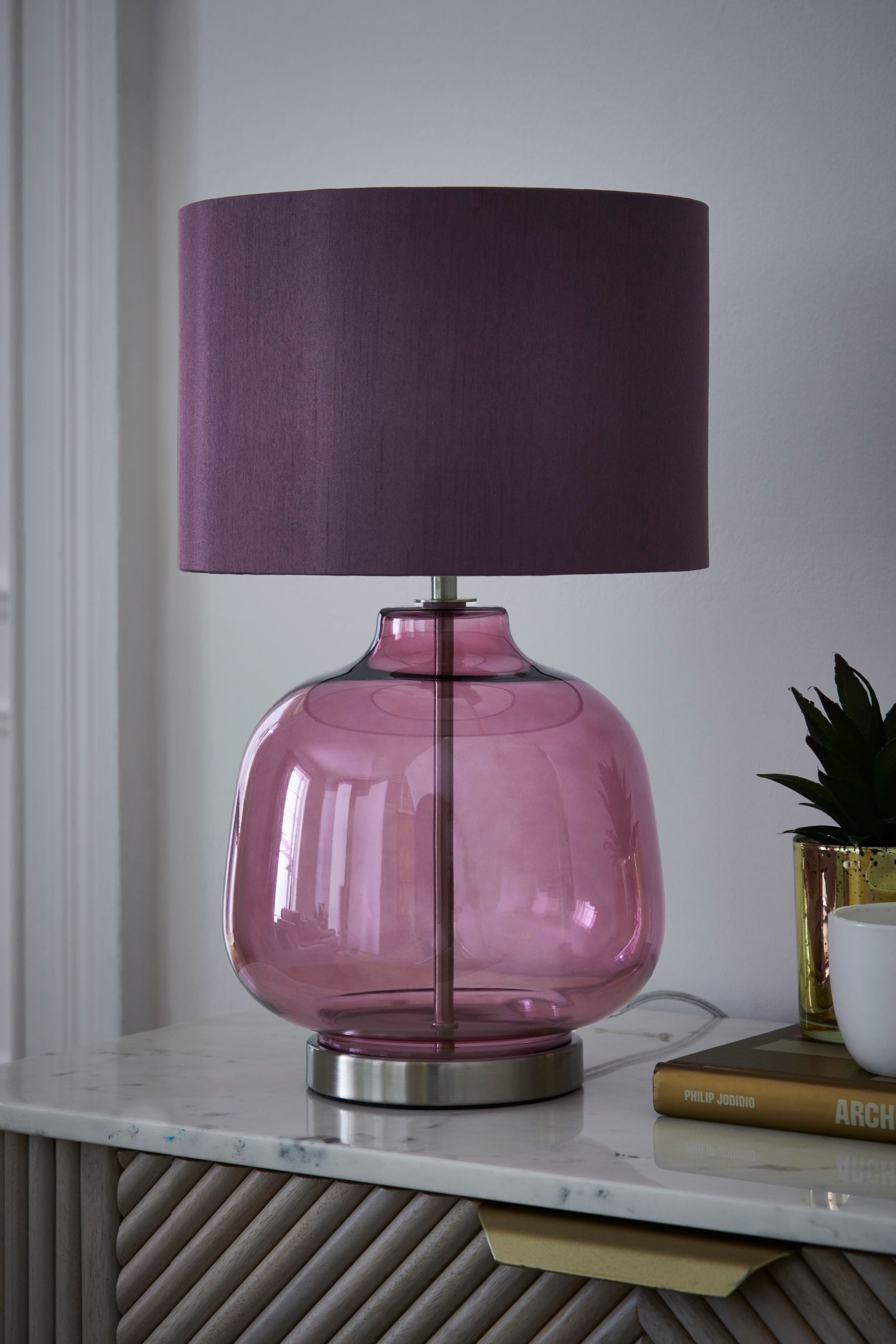 Purple glass lamp base sale