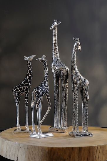Libra Interiors Silver Large Giraffe Sculpture