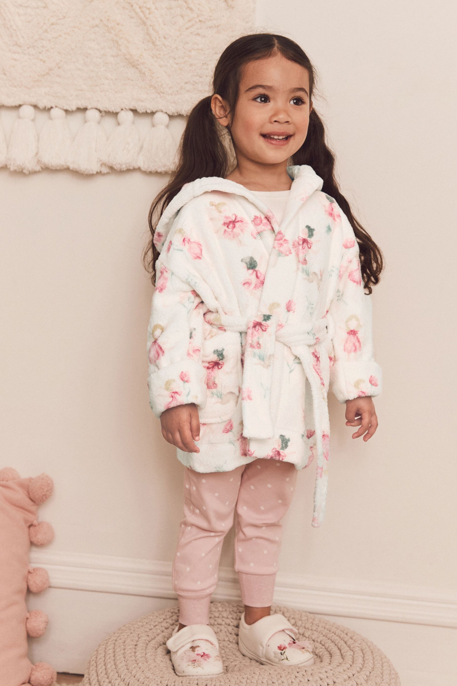 Pink/Cream Cosy Fairy Print Dressing Gown (9mths-8yrs) - Image 1 of 6