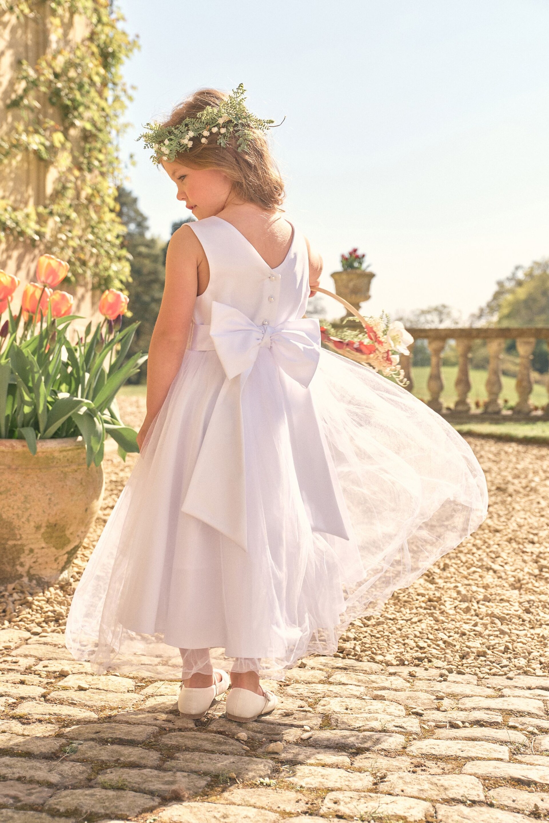 Ecru White Flower Girl Bow Dress (3mths-16yrs) - Image 1 of 7