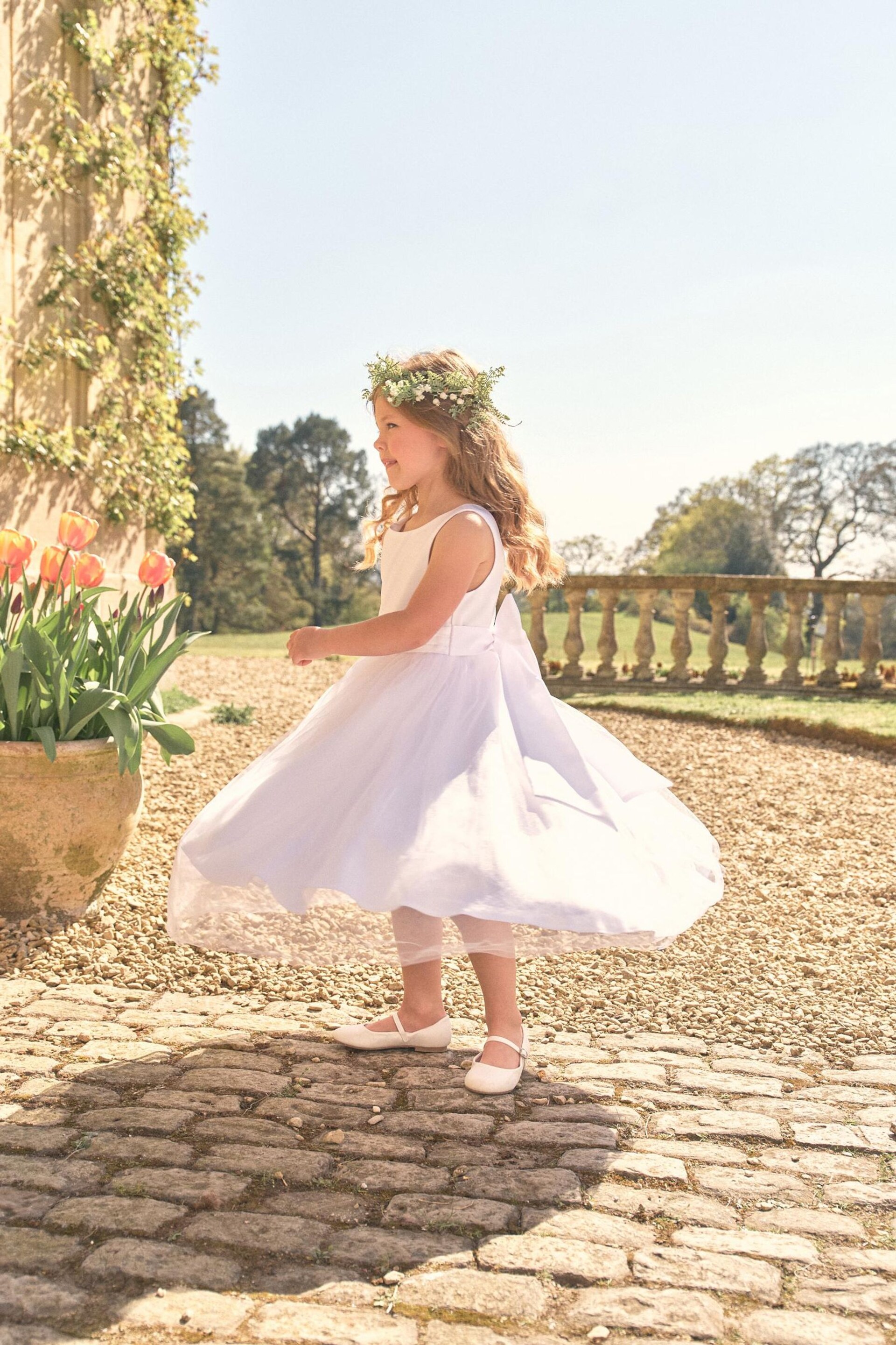 Ecru White Flower Girl Bow Dress (3mths-16yrs) - Image 4 of 7