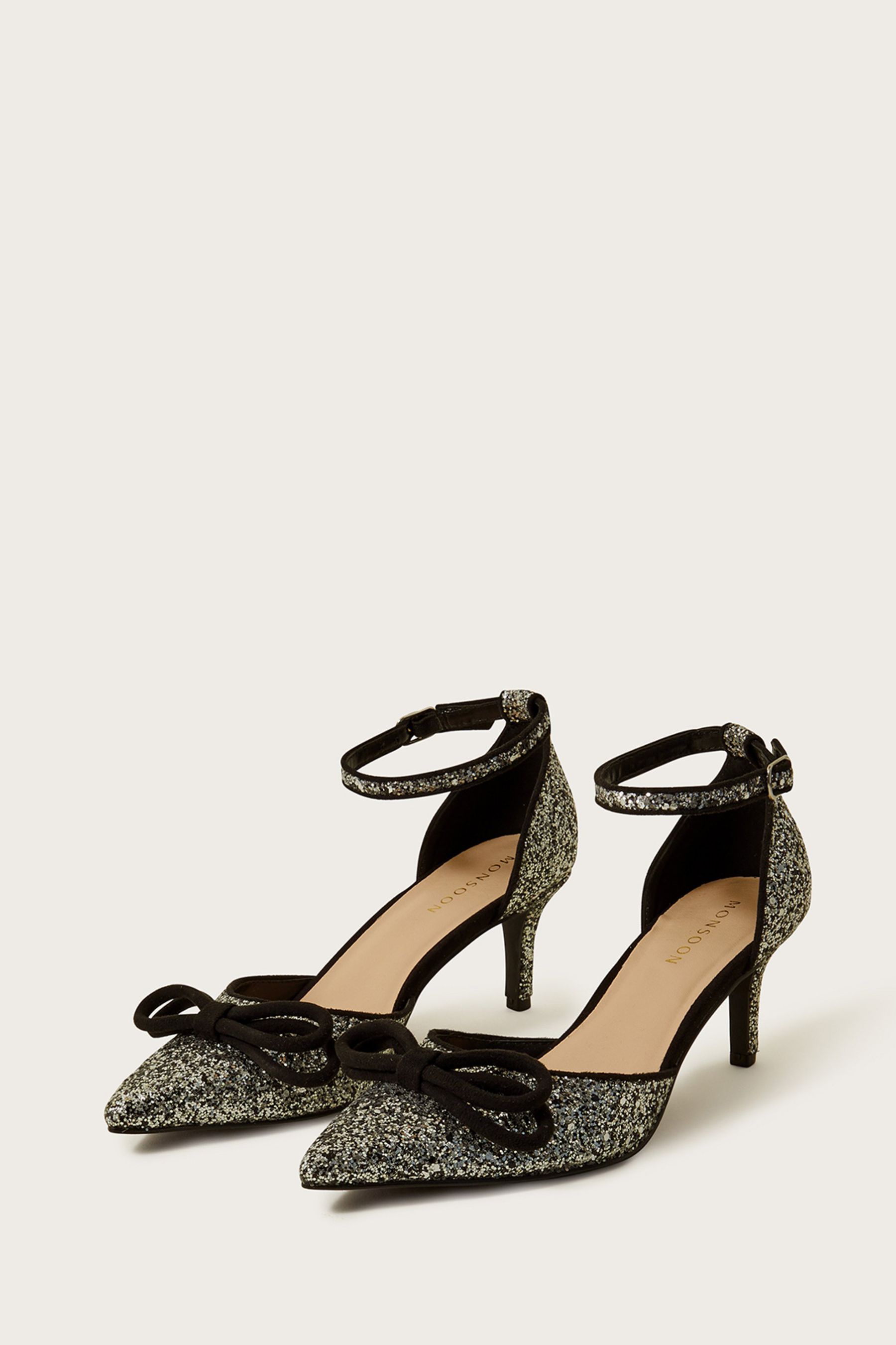 Silver glitter kitten heels online
