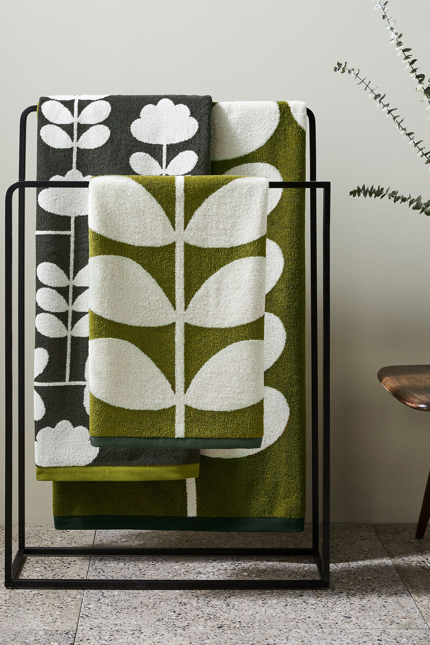 Buy Orla Kiely Grey Cut Stem Moss 100 Cotton Towel from Next Ireland