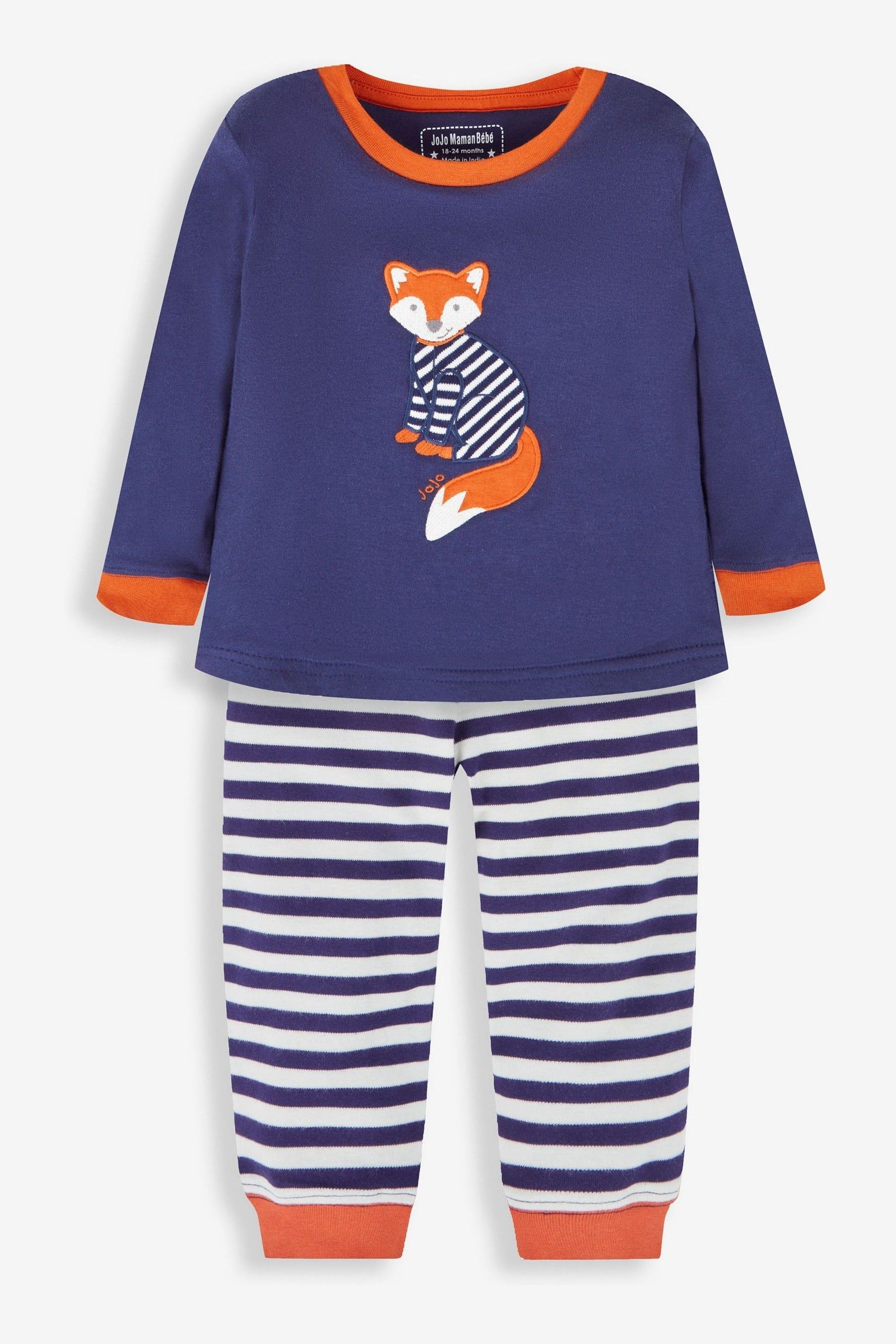 JoJo Maman B b Navy Boys Fox Jersey Pyjamas