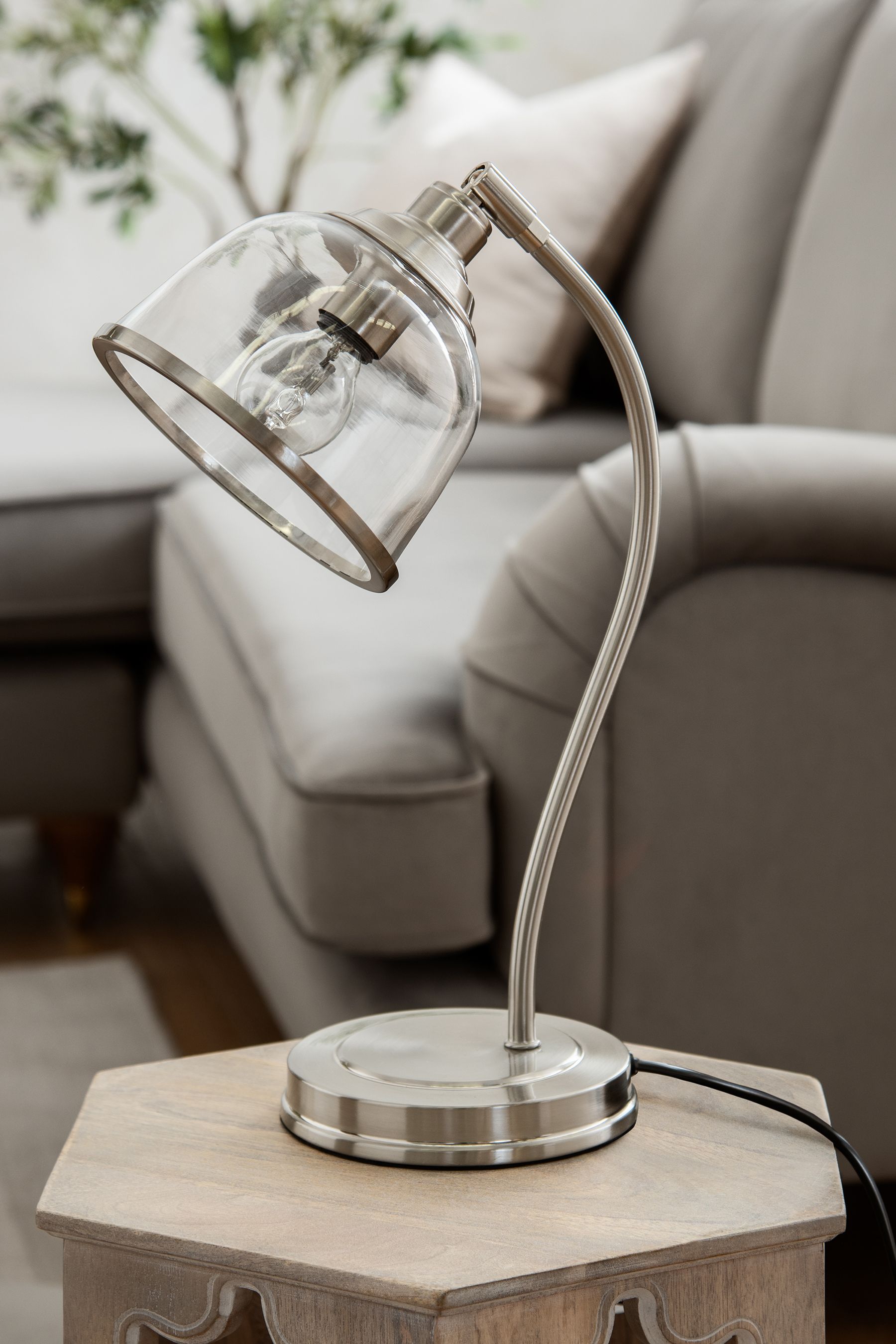 Chrome shop table lamp