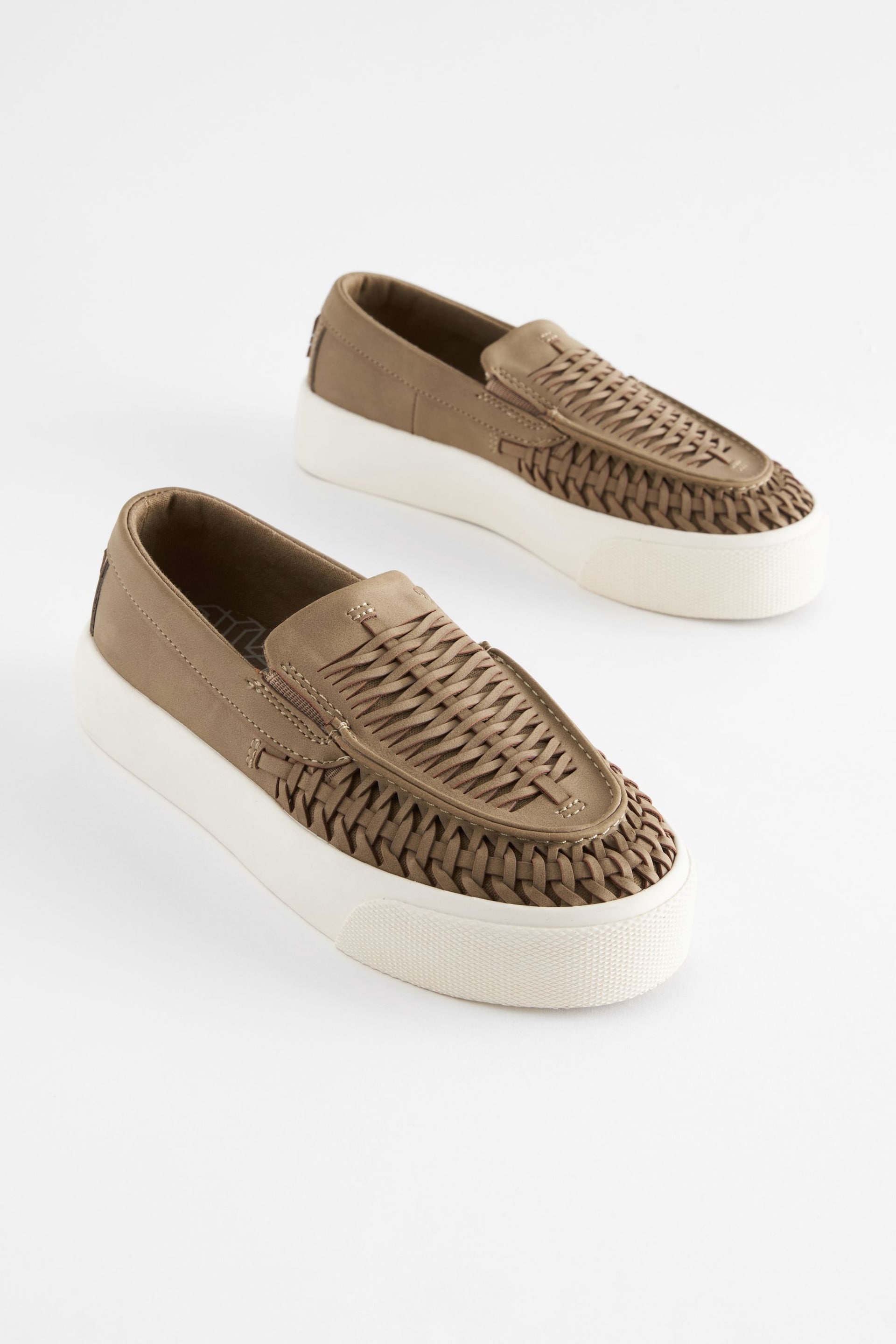 Neutral Woven Loafers - Image 1 of 6