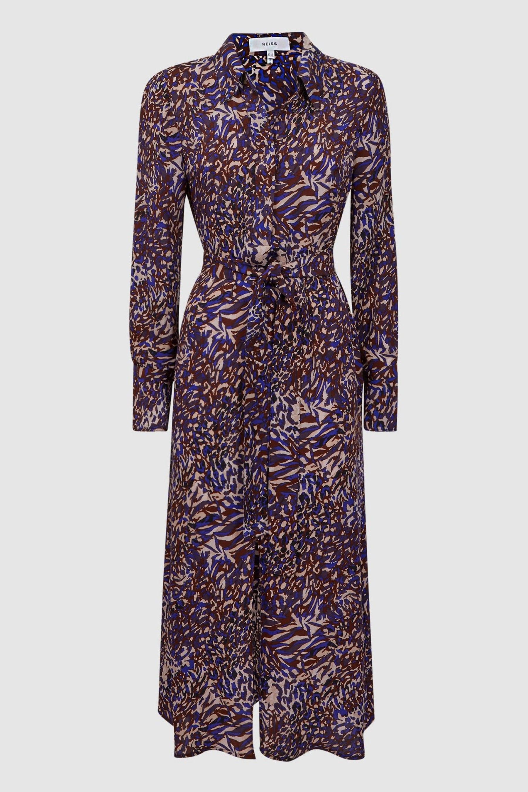 Buy Reiss Blue Tabitha Petite Animal Print Midi Dress from Next USA