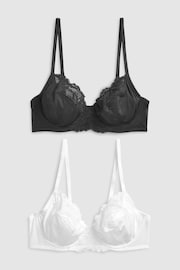 Black/White Non Pad Full Cup Bras 2 Pack - Image 2 of 11