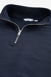Navy Zip Neck Jersey Cotton Rich Sweatshirt - Image 7 of 7