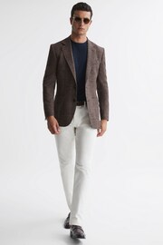 Reiss Brown Sandown Modern Fit Single Breasted Check Blazer - Image 3 of 6