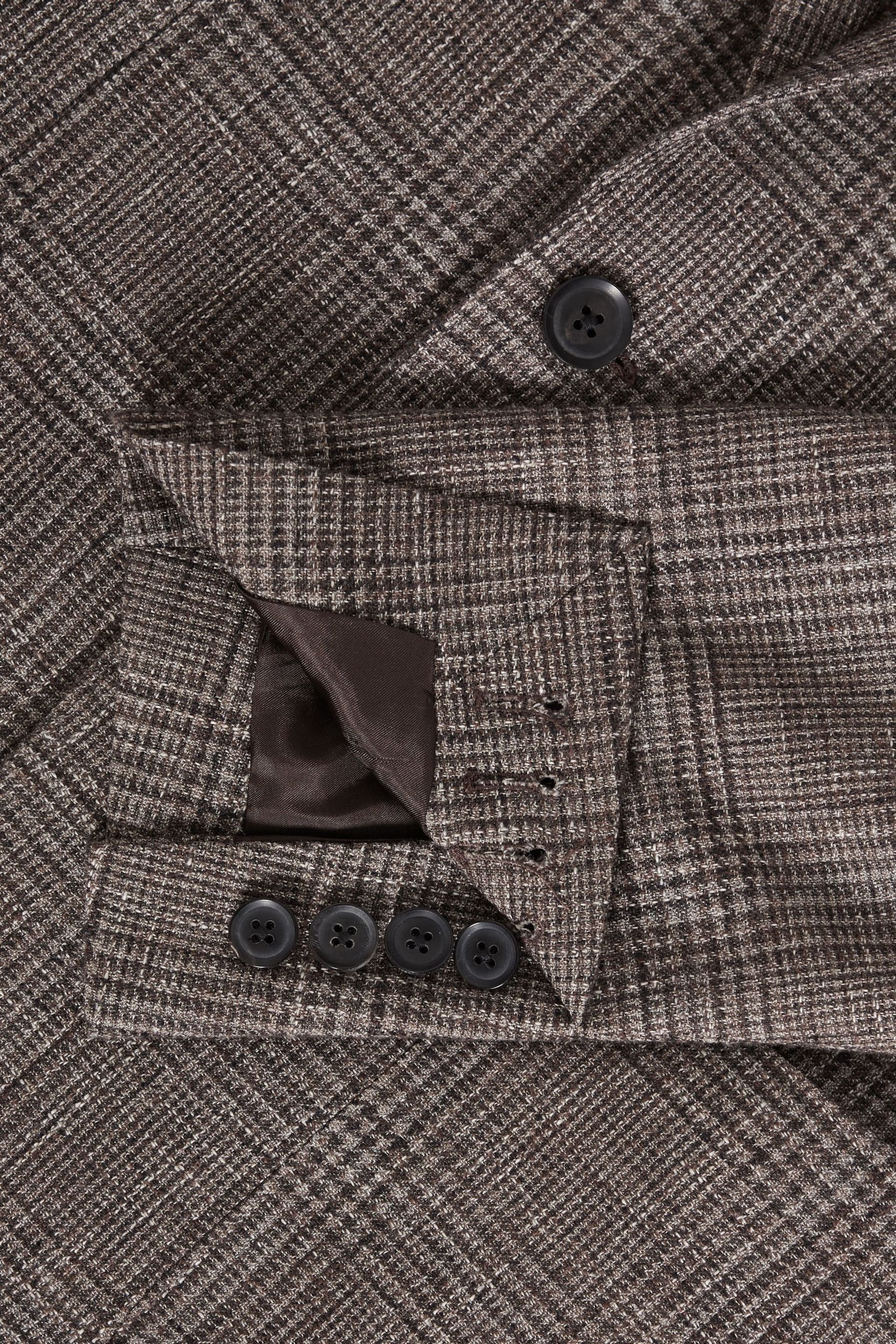 Reiss Brown Sandown Modern Fit Single Breasted Check Blazer - Image 5 of 6