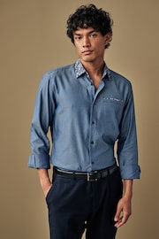 Navy Blue Regular Fit Trimmed Formal Shirt - Image 1 of 7