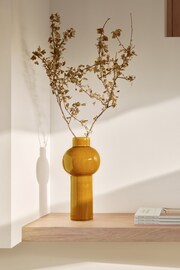 Yellow Bulbous Reactive Glaze Ceramic Vase - Image 1 of 4