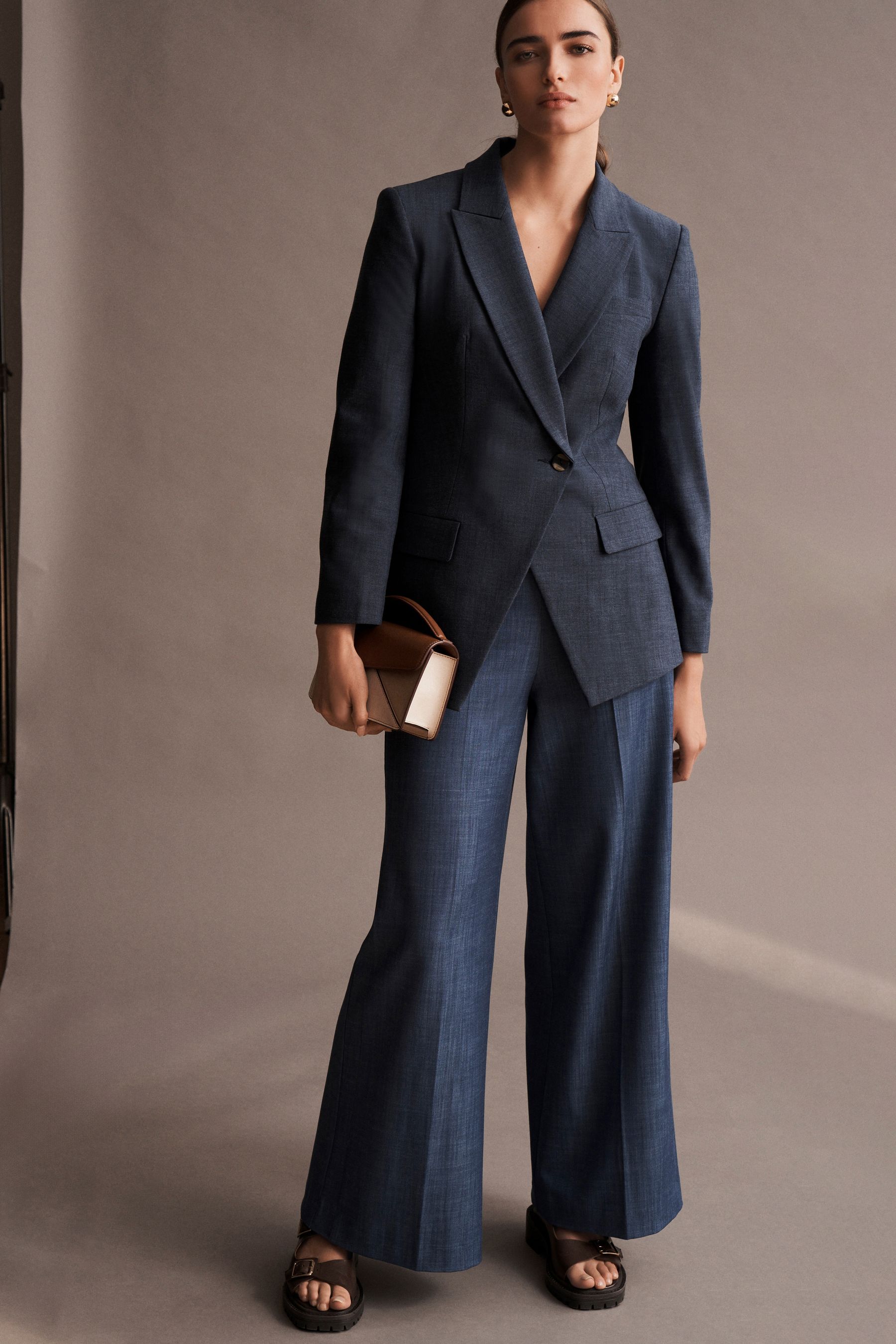 Buy Blue Denim Look Wide Leg Trousers from Next Luxembourg