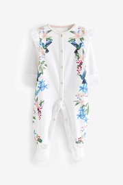 Baker by Ted Baker Mirror Floral White Sleepsuit And Hat Set - Image 1 of 5