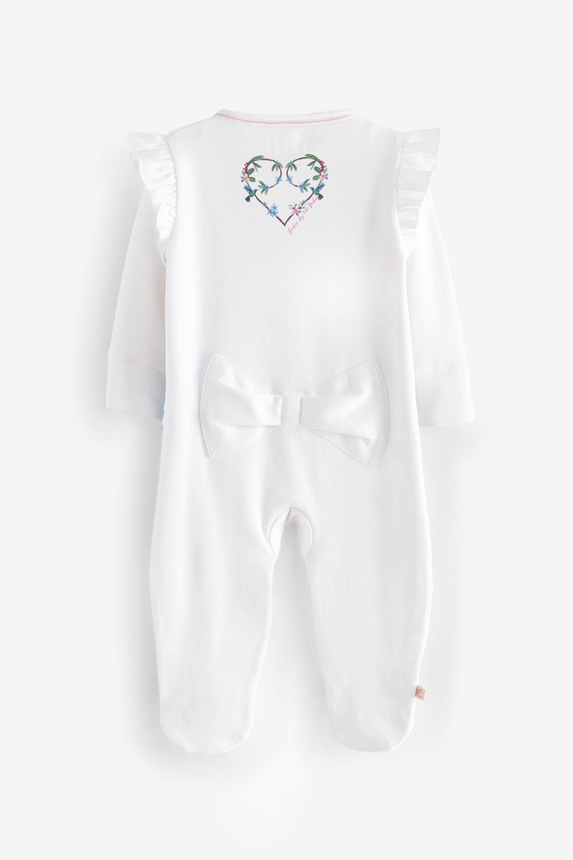Baker by Ted Baker Mirror Floral White Sleepsuit And Hat Set - Image 2 of 5