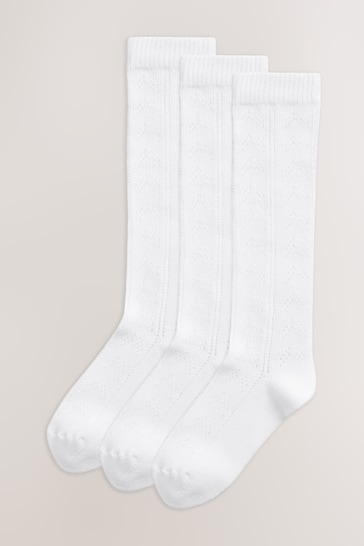 Buy White 3 Pack Cotton Rich Pointelle Knee High School Socks from the Next UK online shop