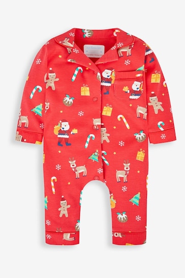 JoJo Maman Bébé Red Christmas All-In-One Pyjamas