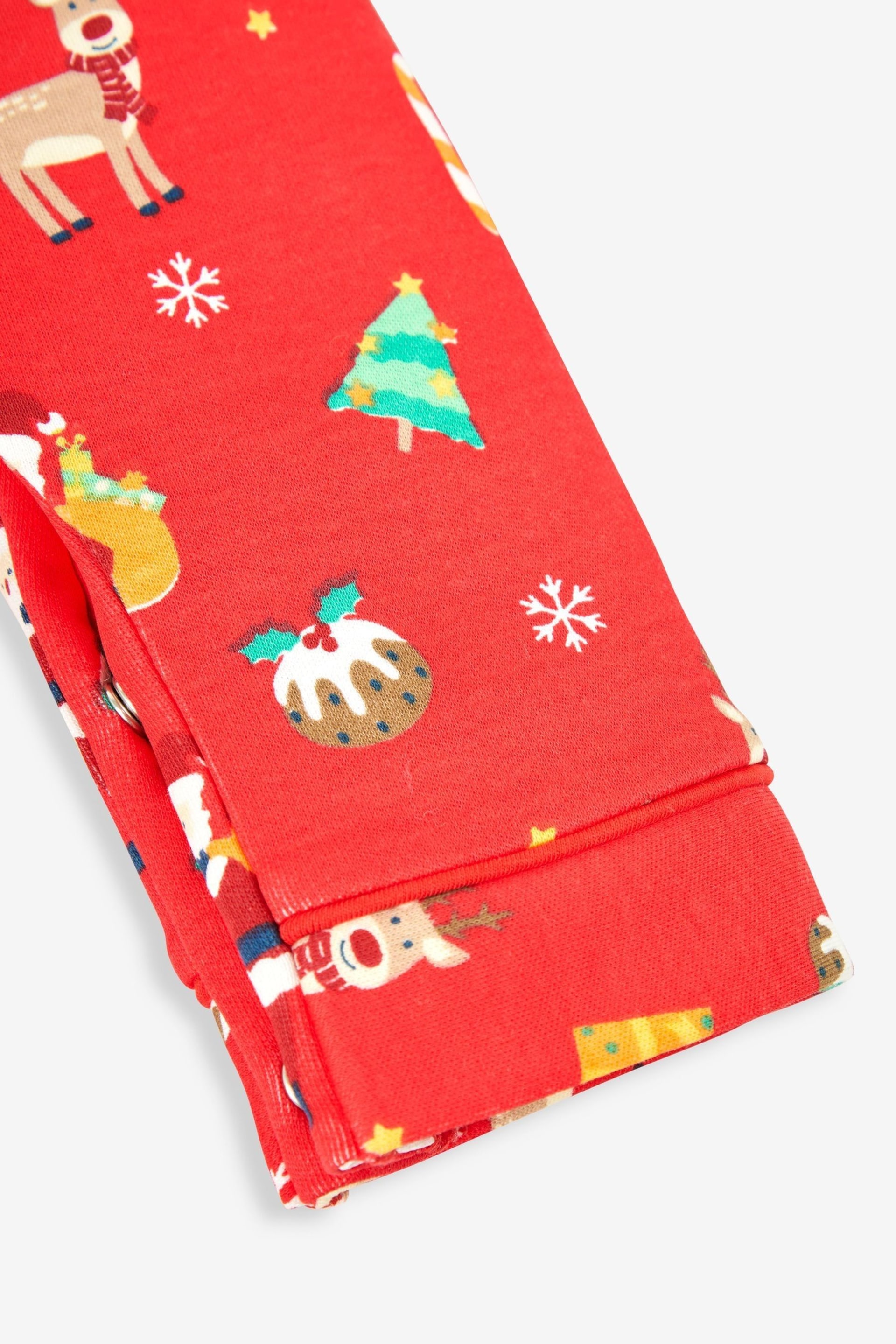 JoJo Maman Bébé Red Kids' Christmas All-In-One Pyjamas - Image 3 of 3