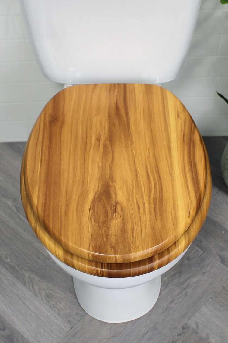 Showerdrape Brown Norfolk Soft Close Wooden Toilet Seat - Image 1 of 4