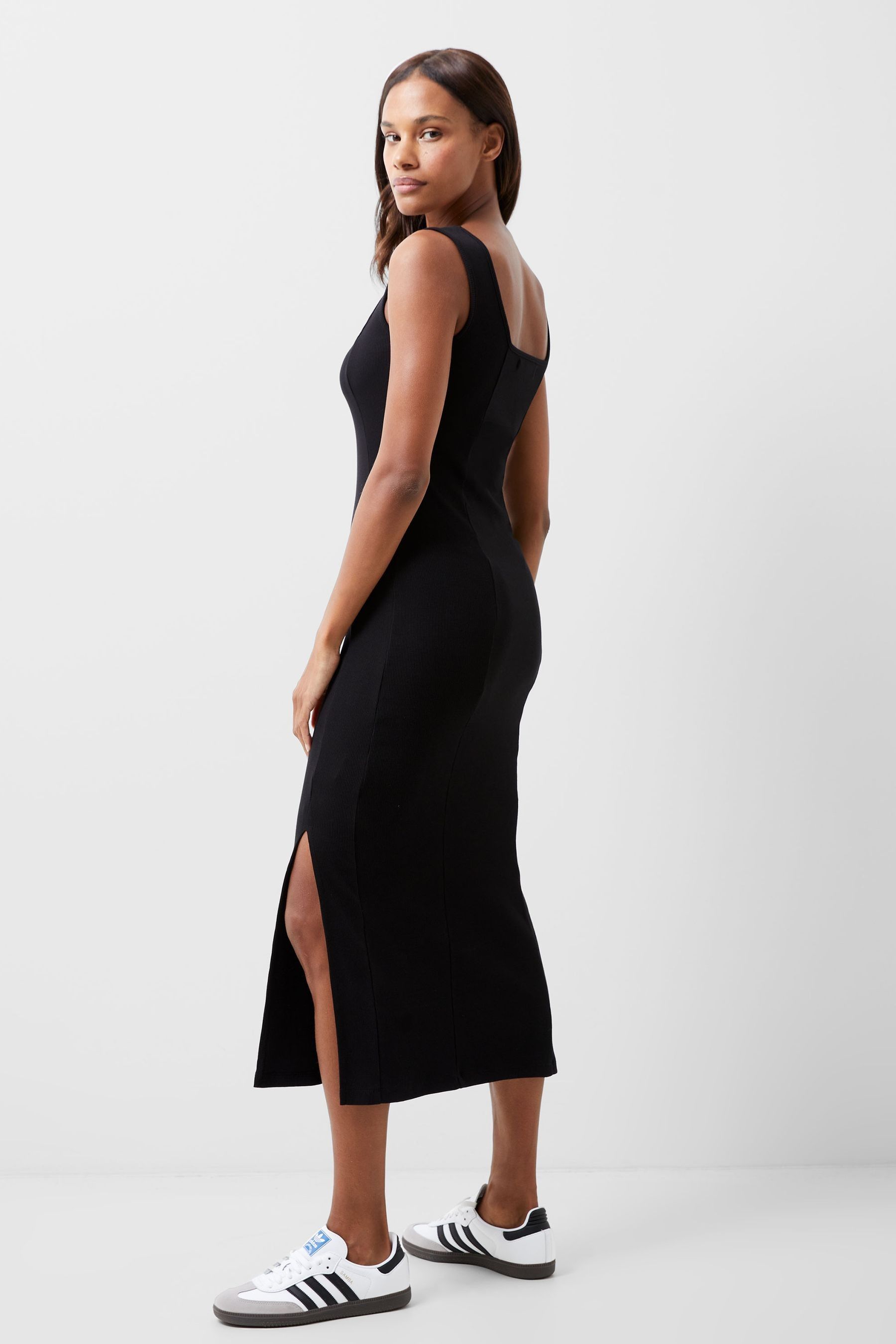 Buy French Connection Black Rib Rassia Square Neck Dress from Next Luxembourg