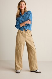 Camel Brown Parachute Pull On Cargo Trousers - Image 1 of 7