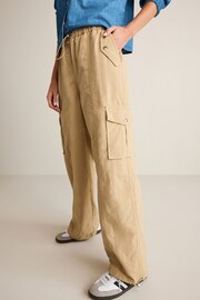 Camel Brown Parachute Pull On Cargo Trousers - Image 4 of 7