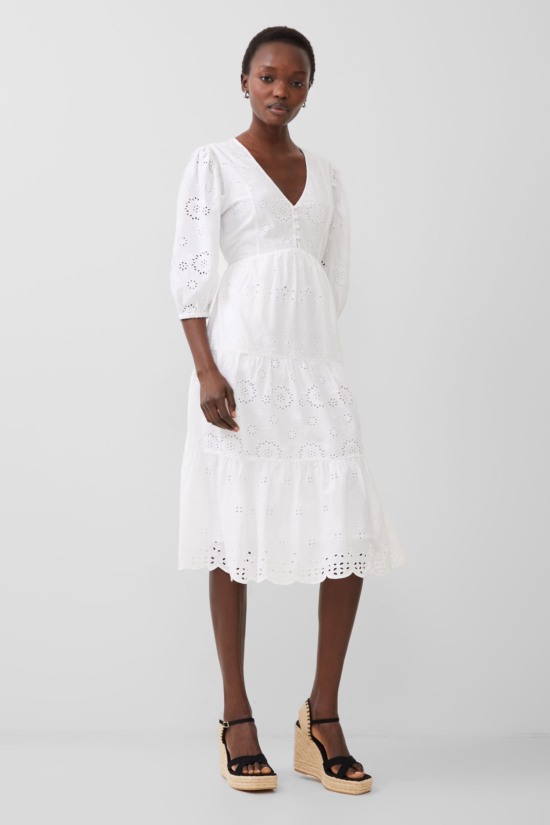 White broad anglaise dress top