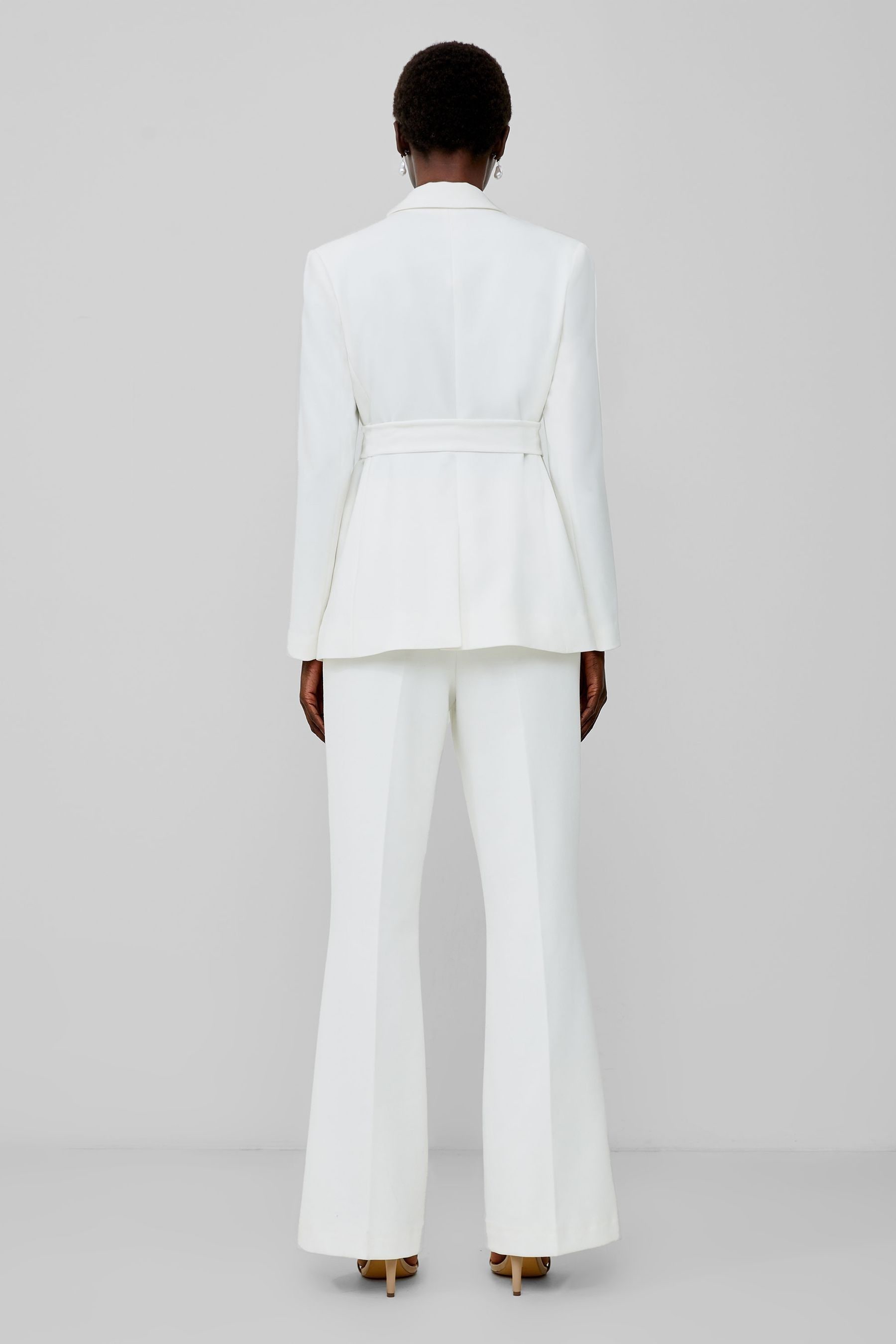 Belted blazer white deals