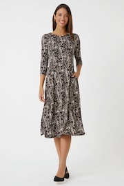 Roman Brown Animal Print Pocket Stretch Dress - Image 1 of 5