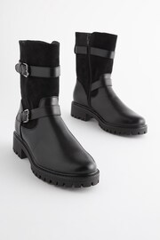 Black Extra Wide Fit Forever Comfort® Buckle Biker Boots - Image 1 of 5