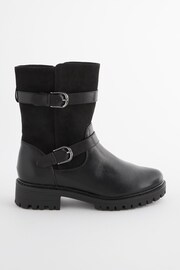 Black Extra Wide Fit Forever Comfort® Buckle Biker Boots - Image 2 of 5