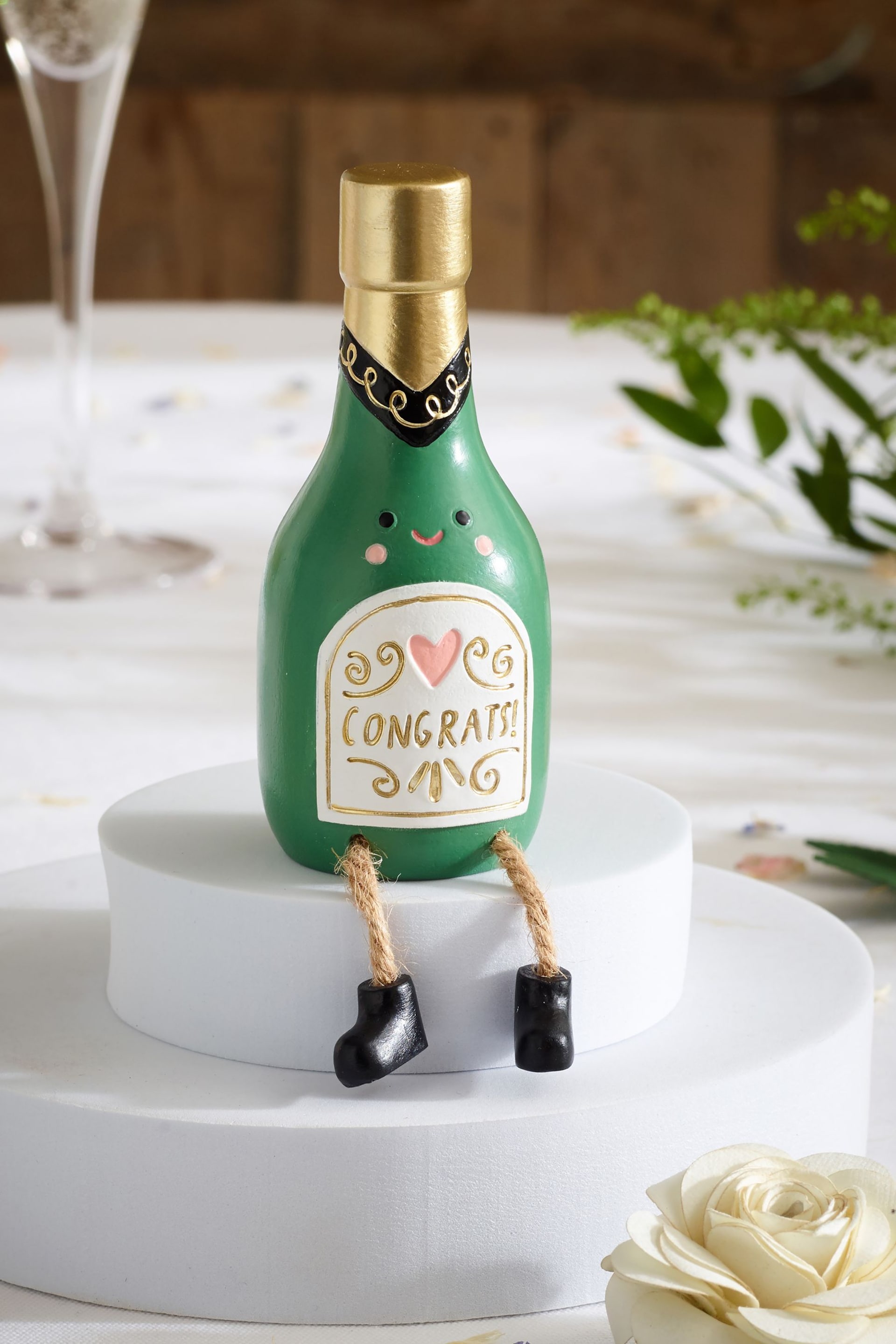 Green Champagne Wedding Ornament - Image 1 of 3
