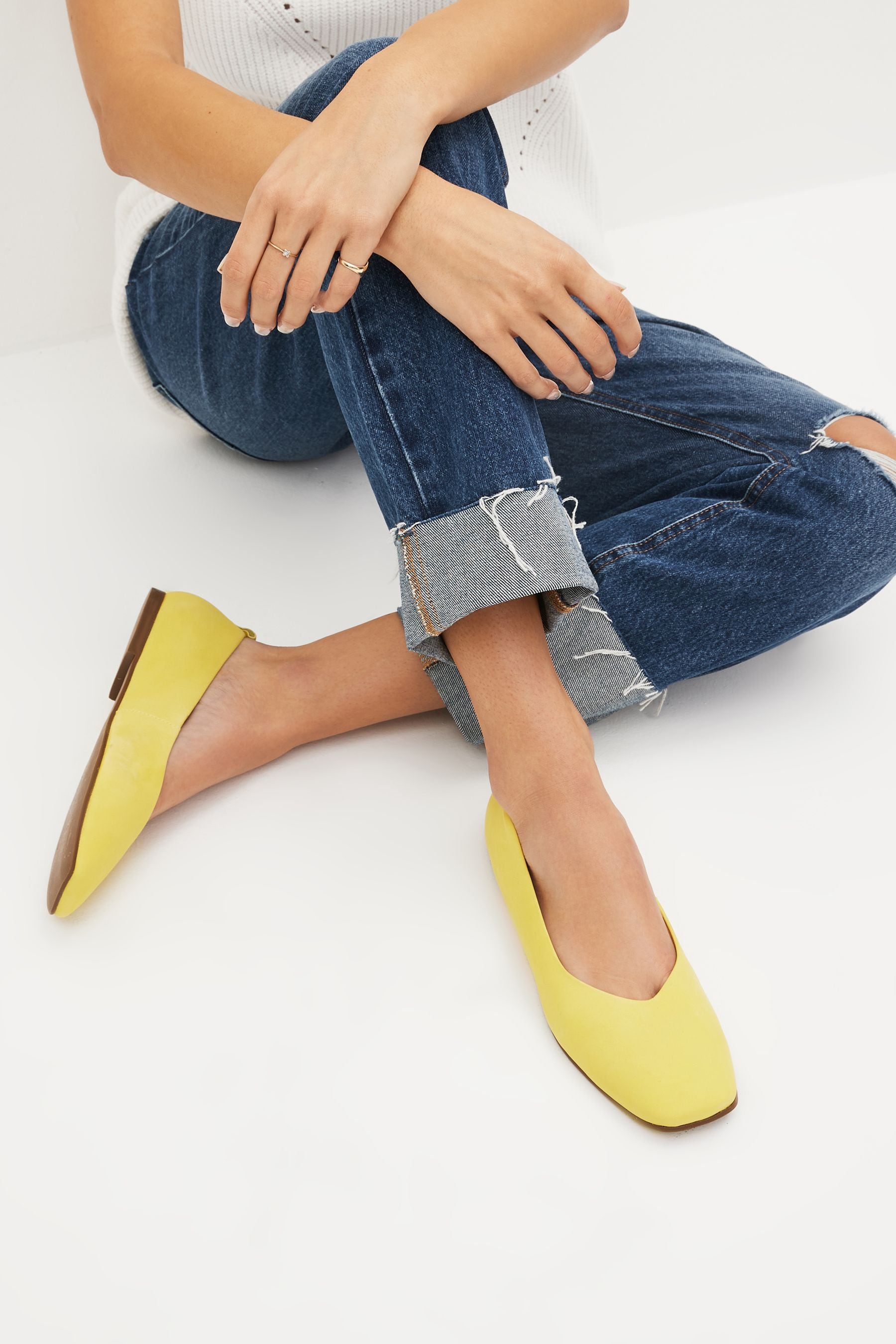Buy Lime Green Signature Leather Hi Cut Ballerina Shoes from Next Luxembourg