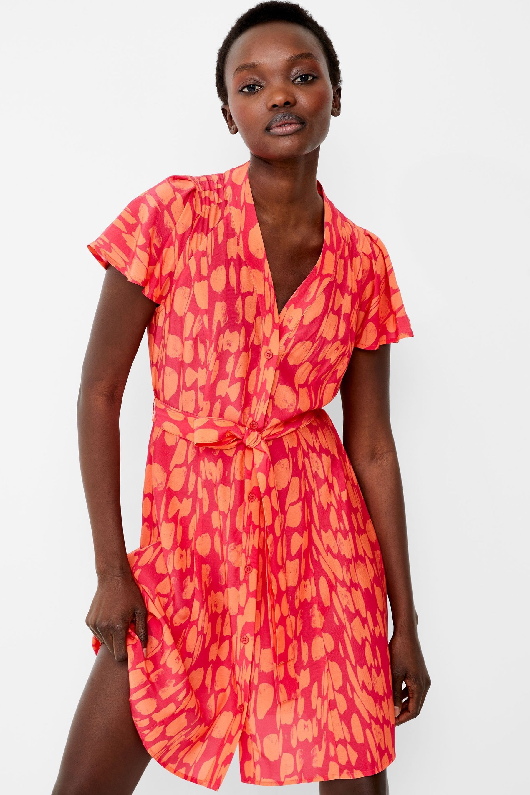 Buy French Connection Orange Islanna Crepe V Neck Dress from Next USA