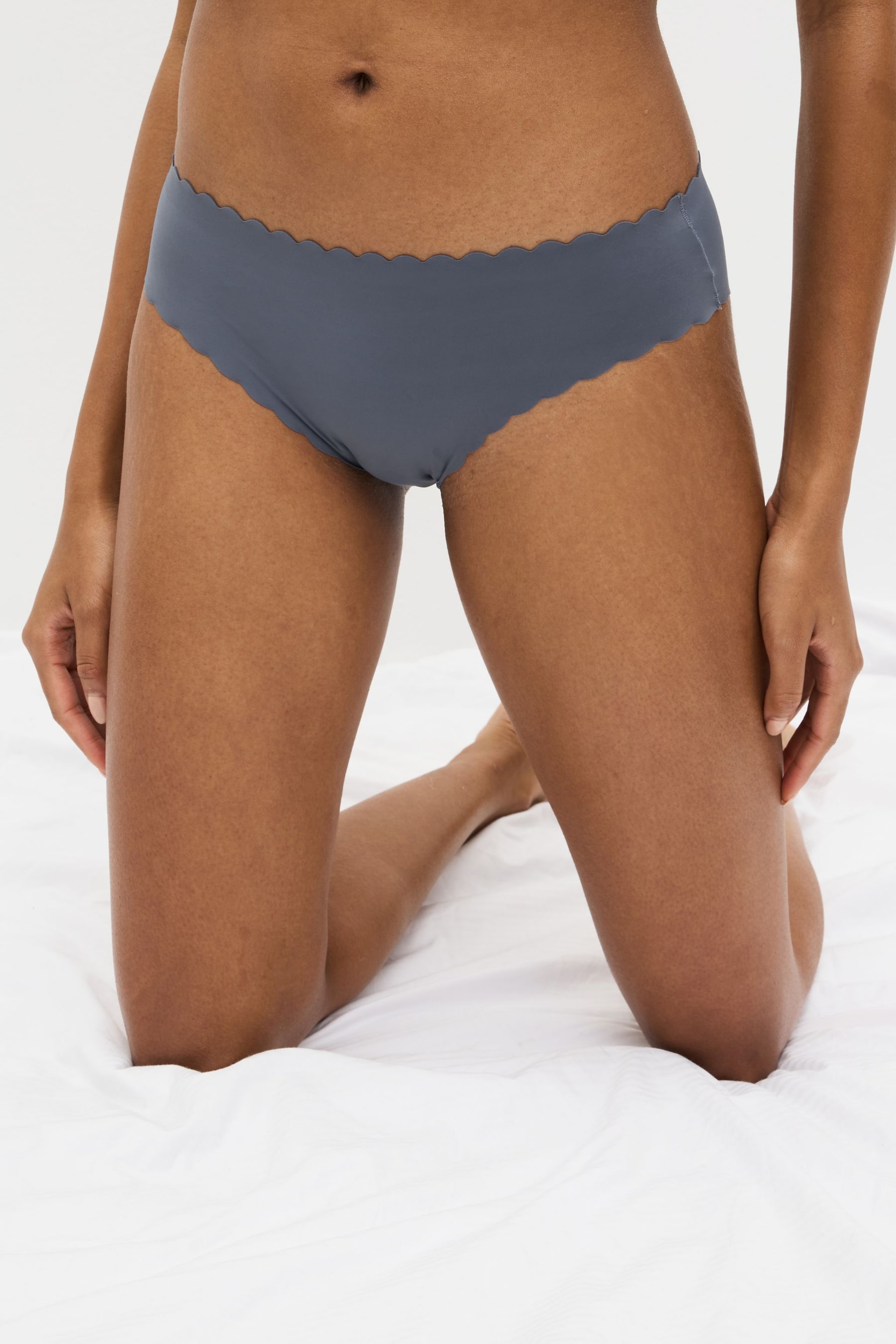 Navy Blue Brazilian No VPL Scallop Edge Knickers - Image 1 of 4