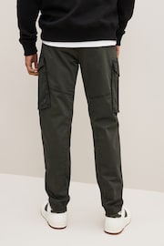 Dark Khaki Green Slim Fit Zip Detail Stretch Cargo Trousers - Image 3 of 9