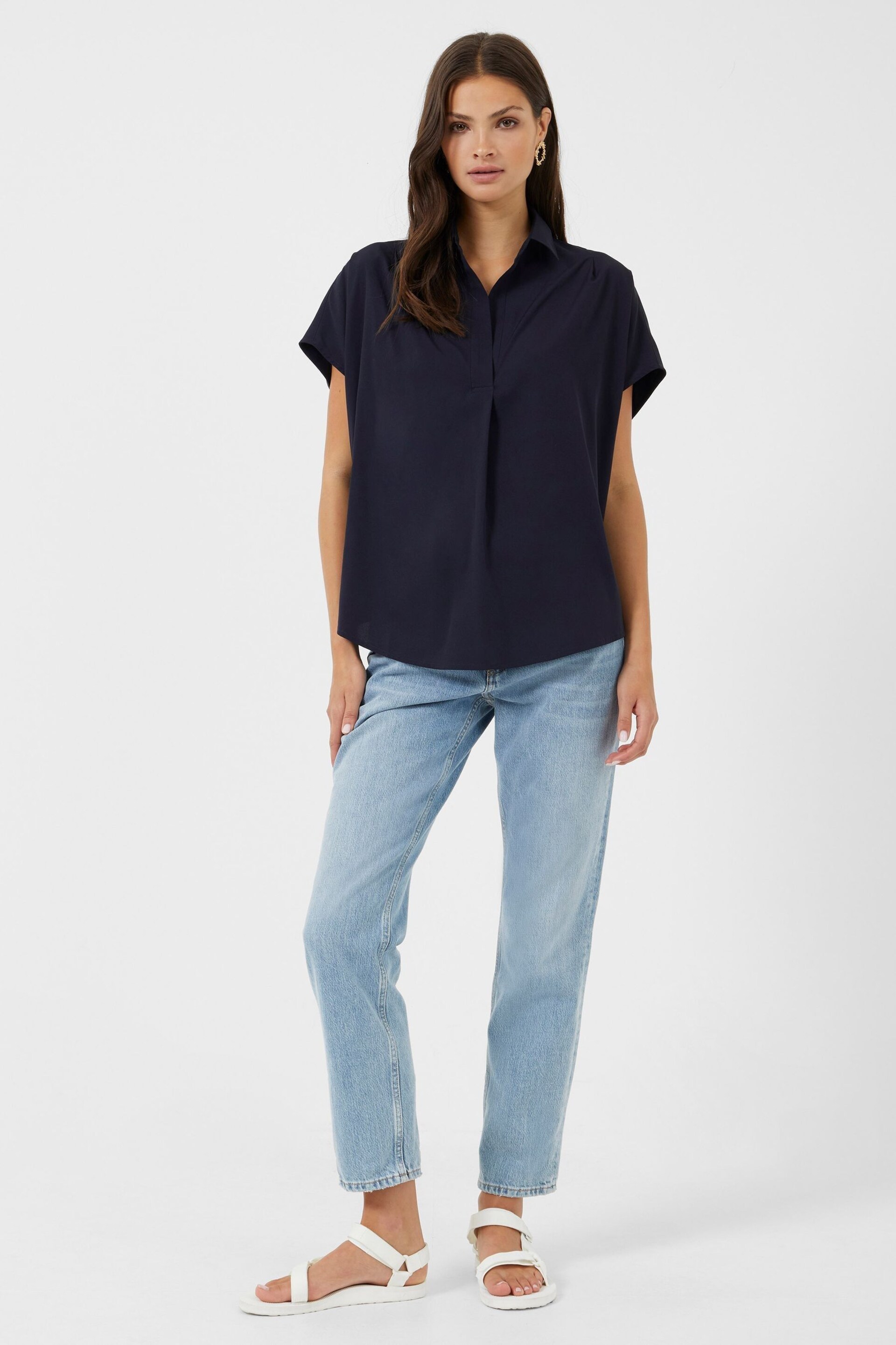 French Connection Crepe Light Sleeveless Popover Shirt - Image 1 of 4