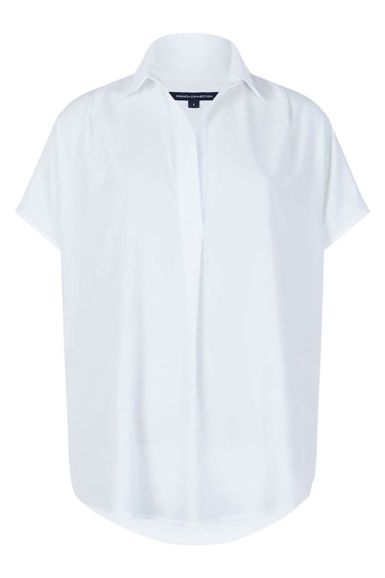 French Connection White Crepe Light Sleeveless Popover slazenger Shirt - Image 4 of 4