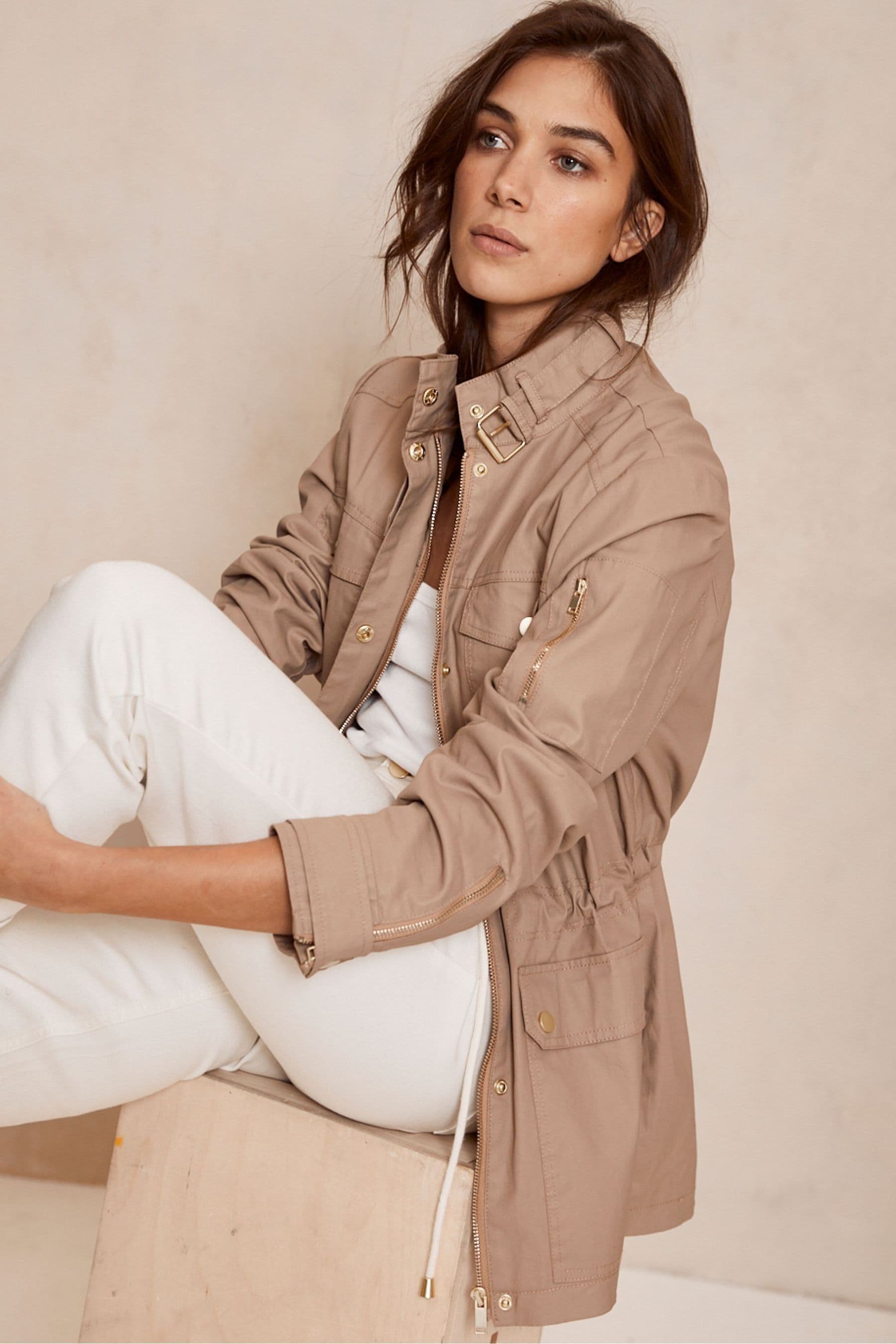 Buy Mint Velvet Cream Camel Waxed Jacket from Next Luxembourg