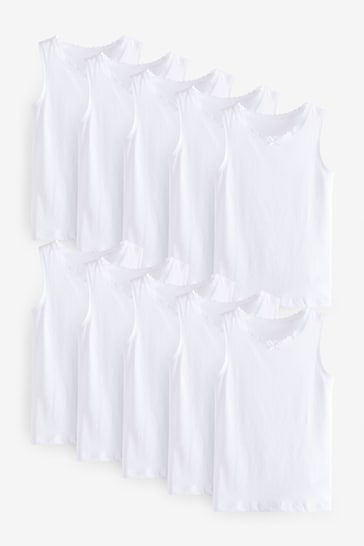 White Lace Trim Vest 10 Pack (1.5-16yrs)