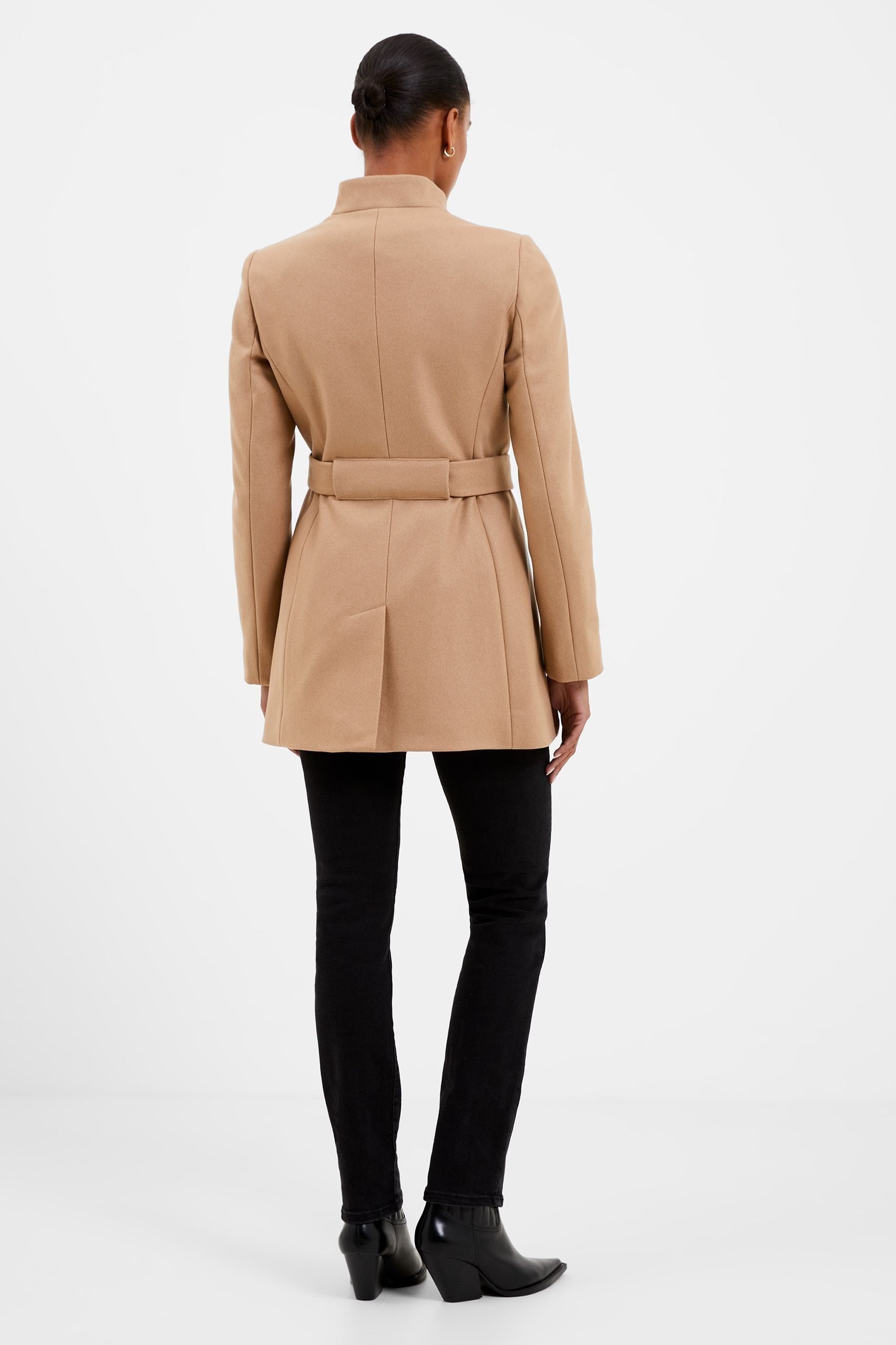 Buy French Connection Beige Platform Felt Crossover Coat from Next Canada