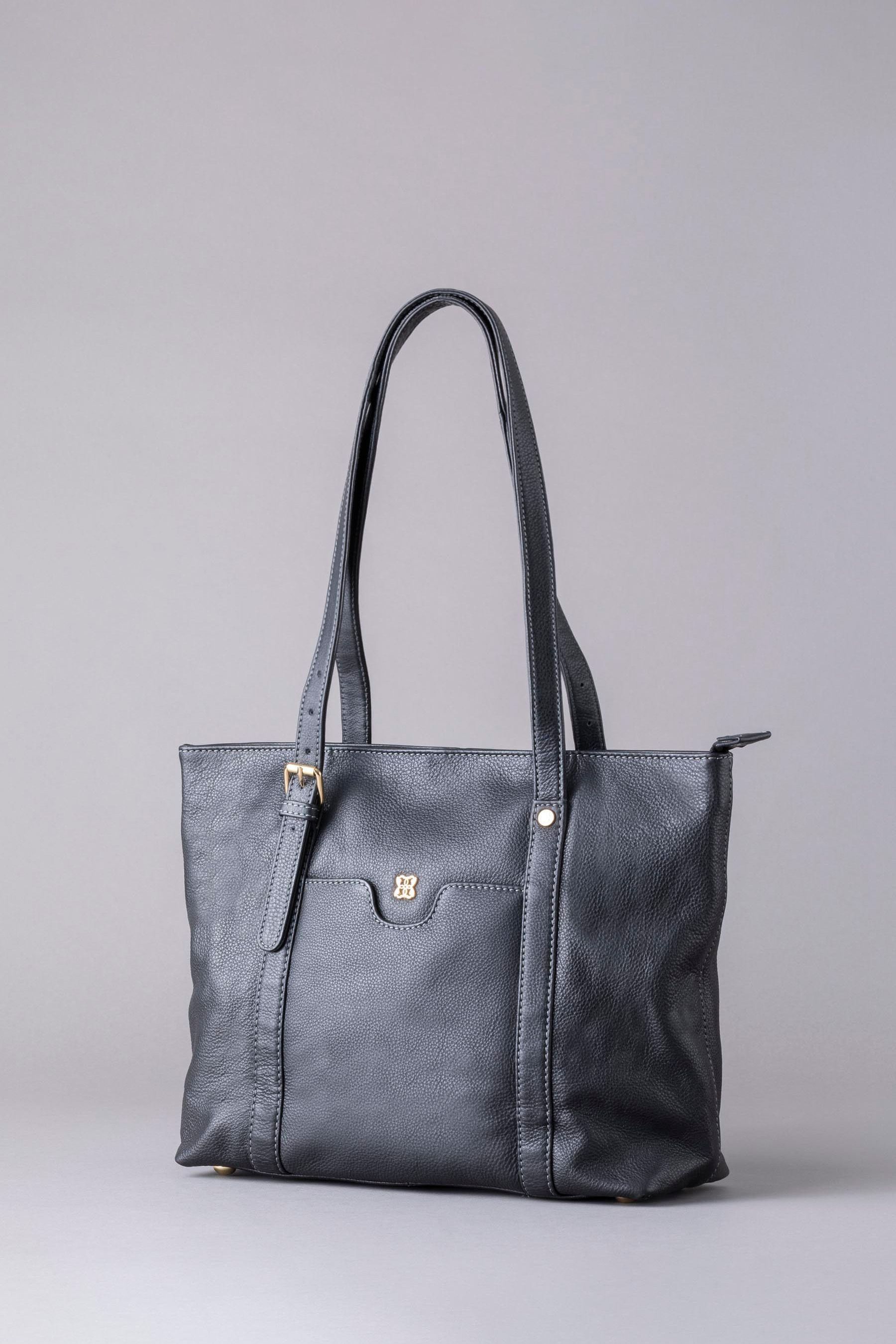 Grey leather hotsell tote bag