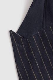 Reiss Navy Patch Slim Fit Wool Double Breasted Pinstripe Blazer - Image 6 of 7