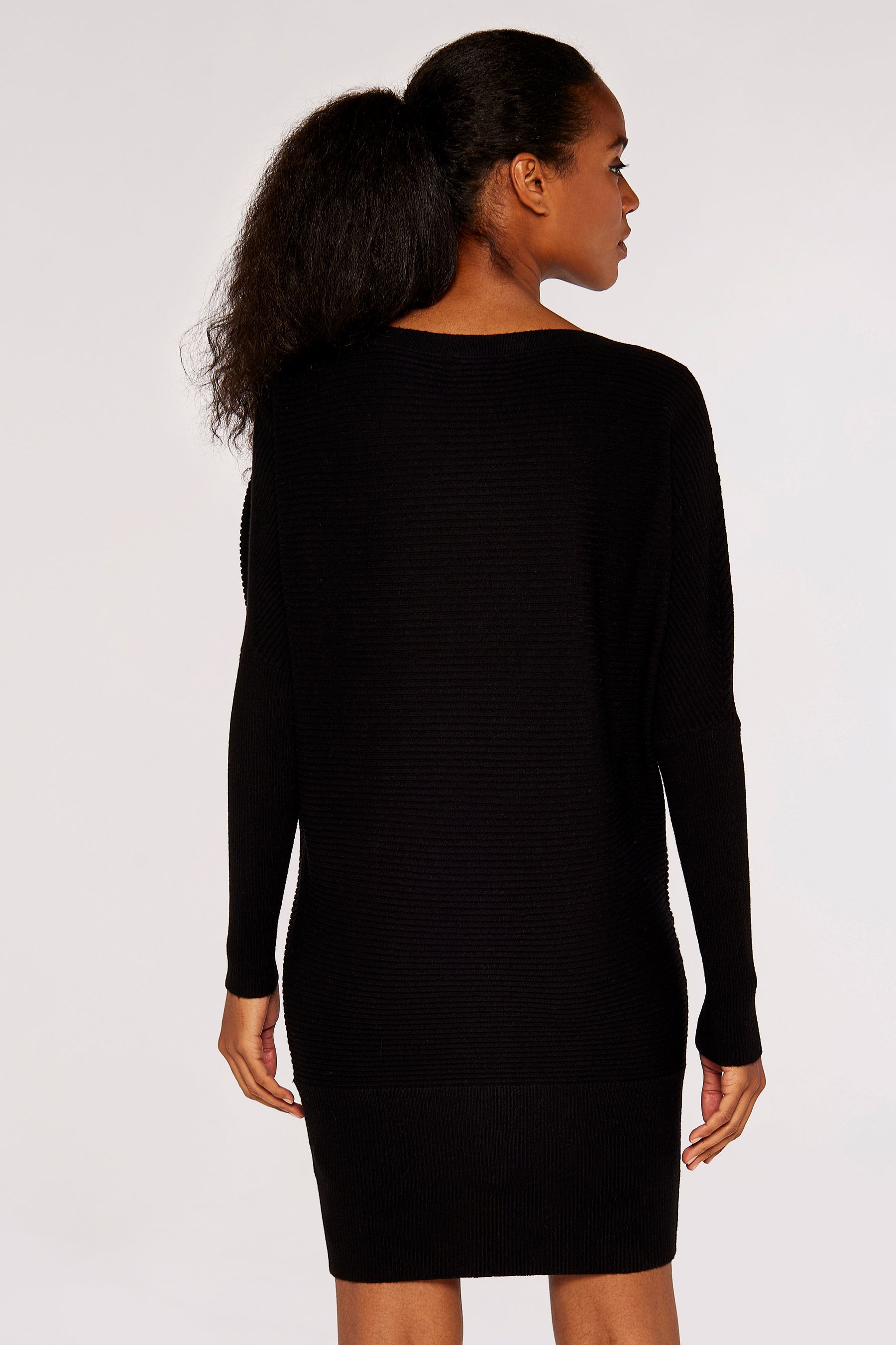 Buy Apricot Black Ribbed Batwing Jumper Dress from the Next UK